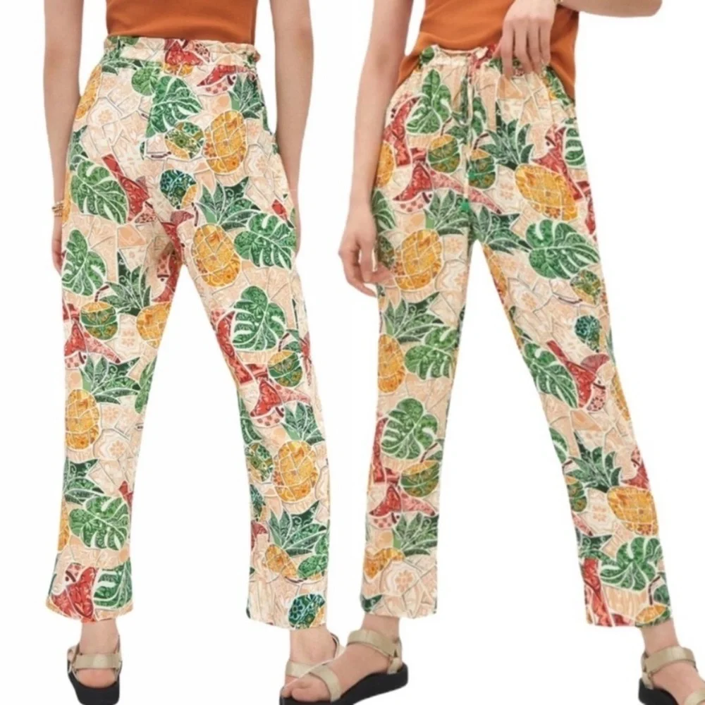 Anthropologie farm rio pineapple 🍍 print pants new with tags sz lg
